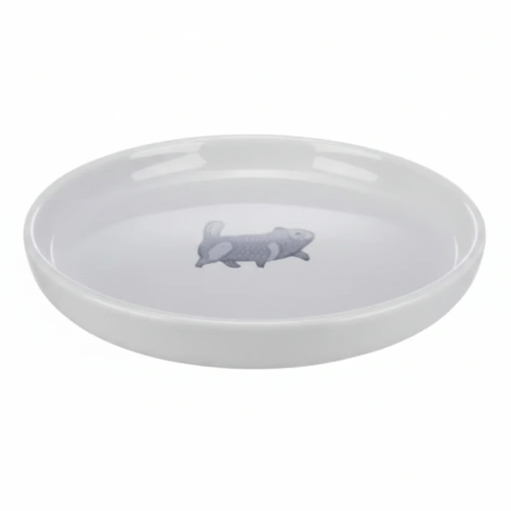 Trixie Ceramic Bowl Flat & Wide for Cats GREY - 23CM