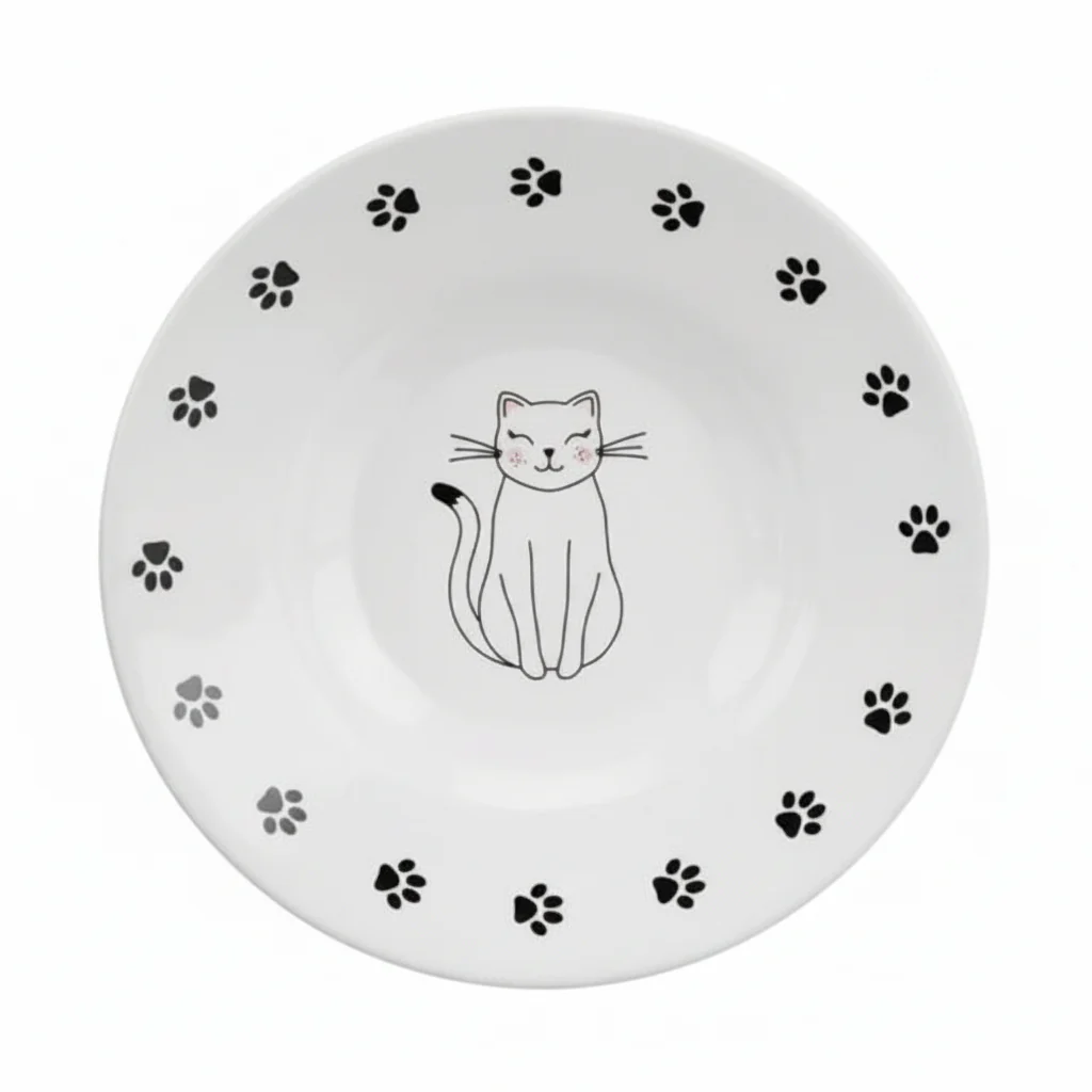Trixie Ceramic Bowl Paw Print for Short-Nose Cat Breeds WHITE - 15CM