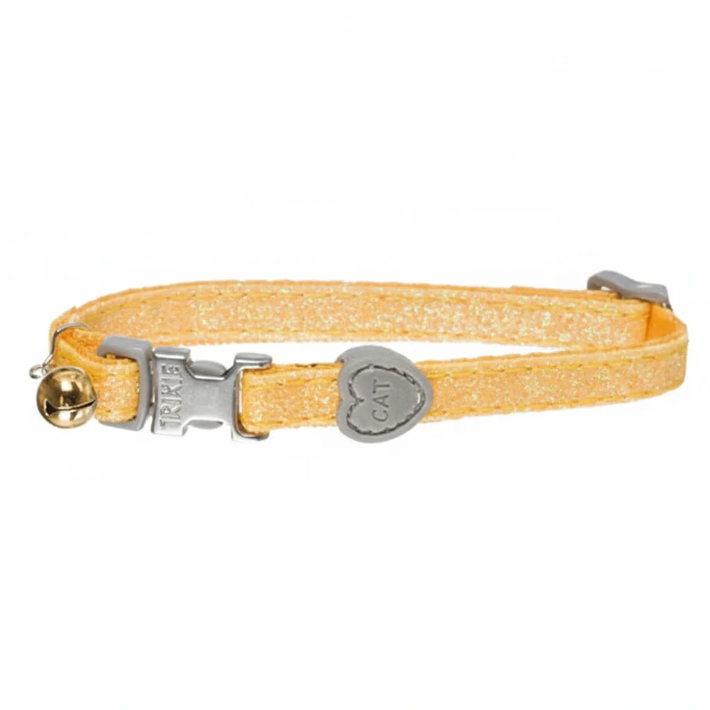 Trixie Glitter Effect Fully Adjustable Collar for Cats YELLOW 20X1X1 CM