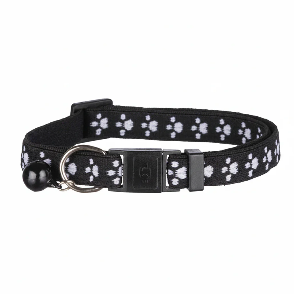 Trixie Paw Motif Elastic Cat Collar BLACK
