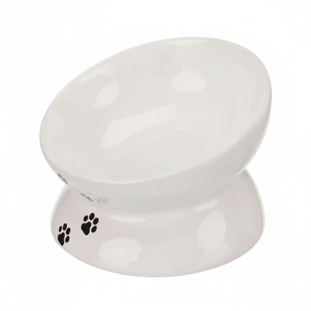 Trixie Raised Ergonomic Ceramic Cat Bowl WHITE - 250ML