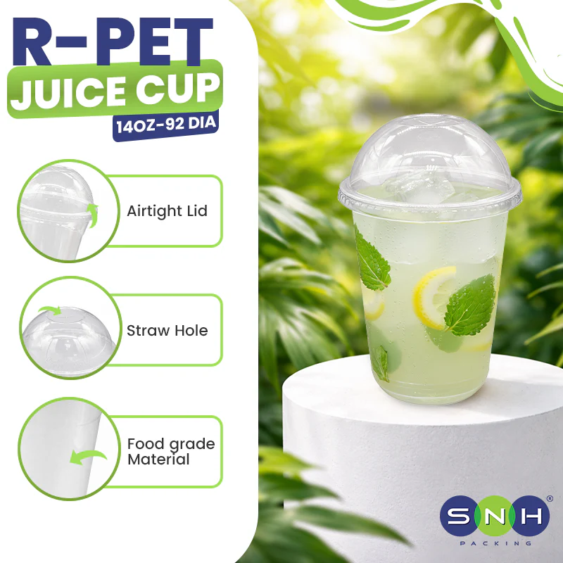 U-Shaped RPET Cups With Lid 92mm- Disposable Cold Drink Cups - Image 10