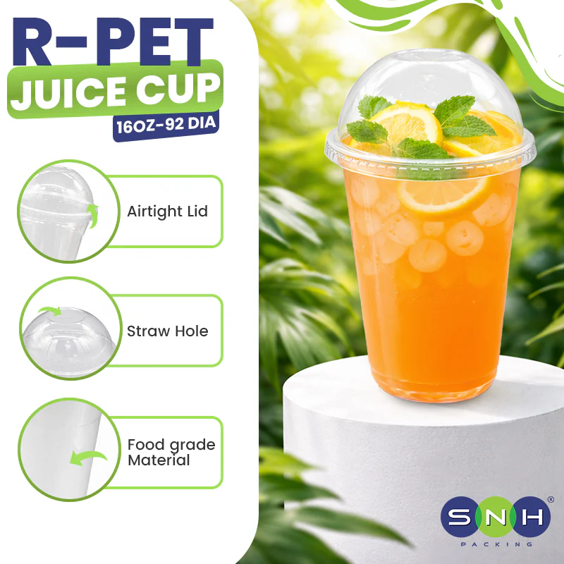 U-Shaped RPET Cups With Lid 92mm- Disposable Cold Drink Cups - Image 14