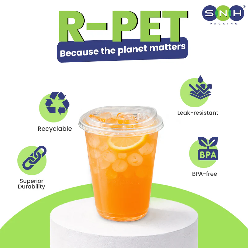 U-Shaped RPET Cups With Lid 92mm- Disposable Cold Drink Cups - Image 16