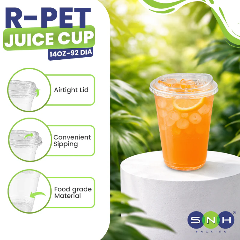 U-Shaped RPET Cups With Lid 92mm- Disposable Cold Drink Cups - Image 17