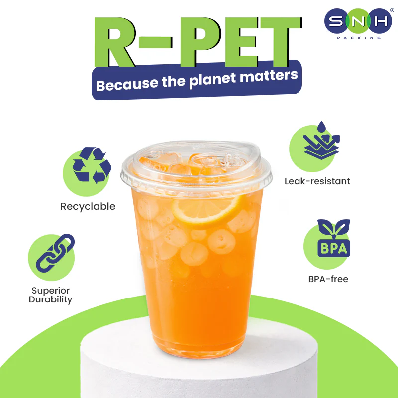 U-Shaped RPET Cups With Lid 92mm- Disposable Cold Drink Cups - Image 19
