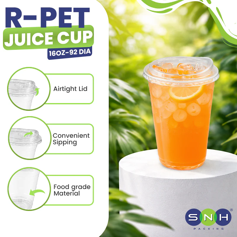 U-Shaped RPET Cups With Lid 92mm- Disposable Cold Drink Cups - Image 20