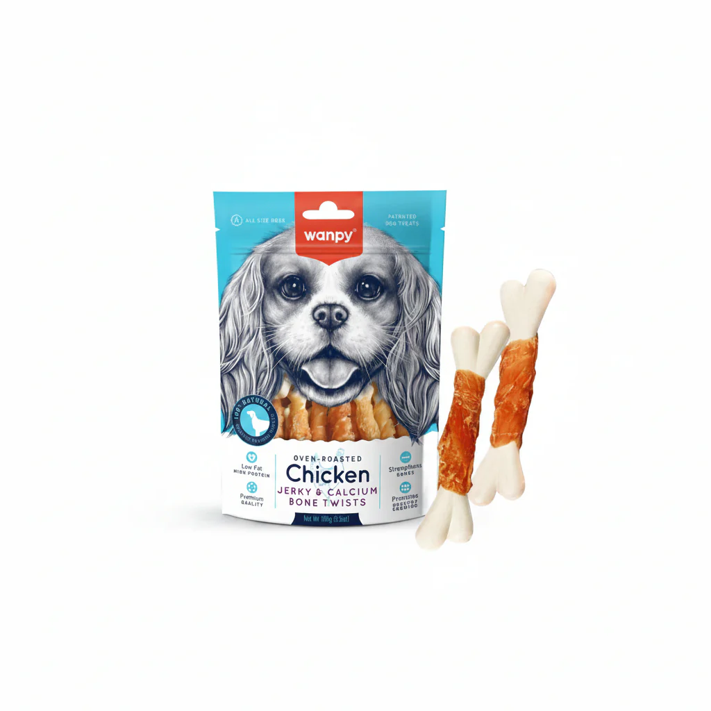Wanpy Chicken Jerky and Calcium Bone Twists 100g