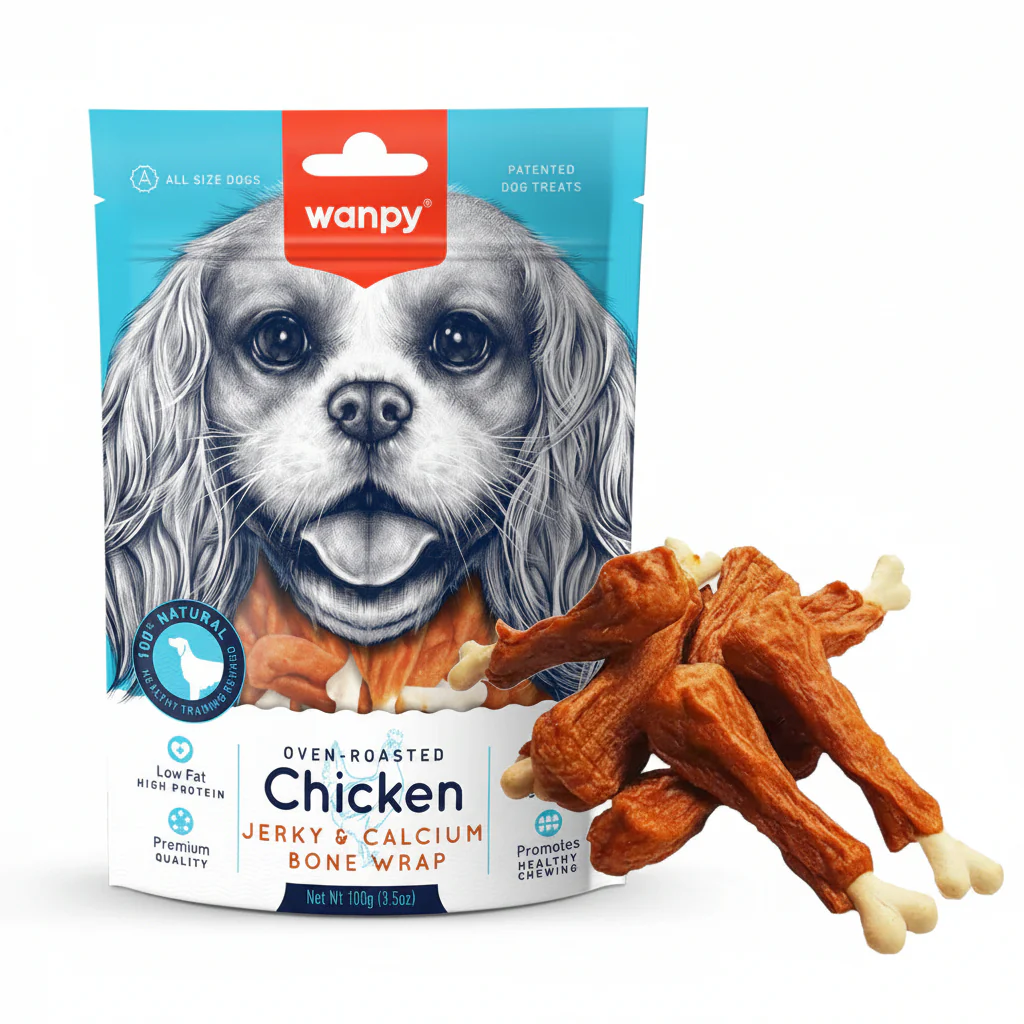 Wanpy Chicken Jerky and Calcium Bone Wrap 100g