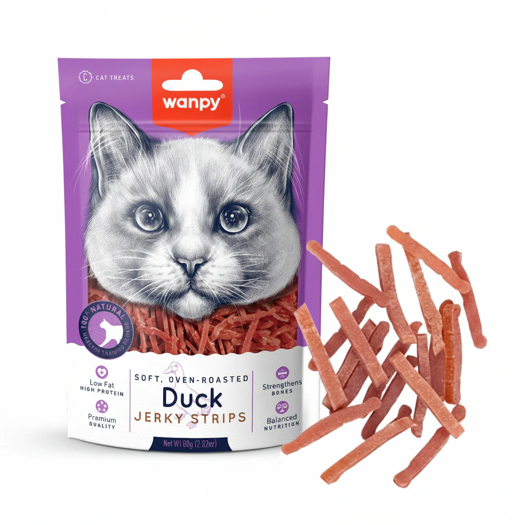 Wanpy Soft Duck Jerky Strips for Cats 80g