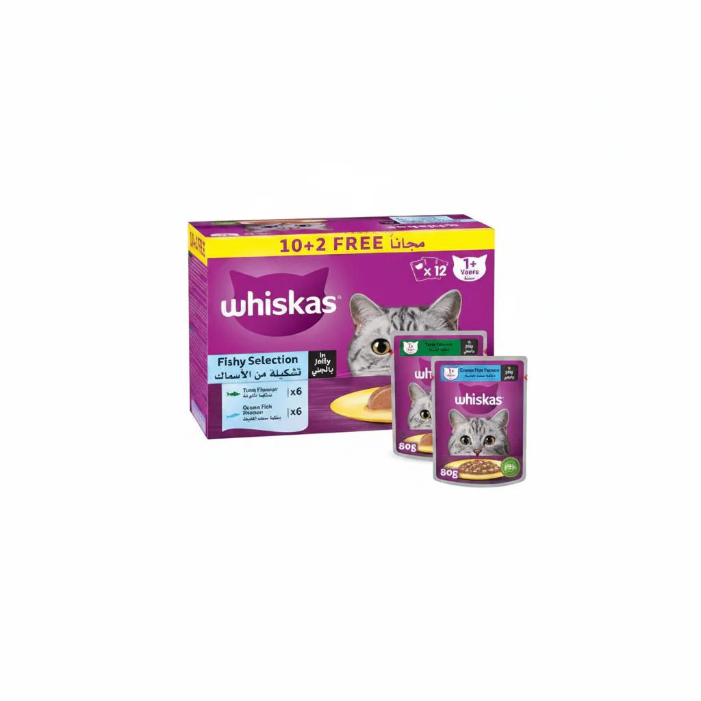 Whiskas Fishy Selection in Jelly Wet Cat Food 10+2 Multipack - 12X80G