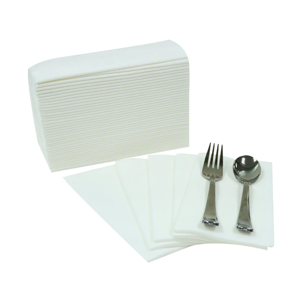 White & Black 8-Fold Napkins 45 Sheets x 1 Pack - Image 3