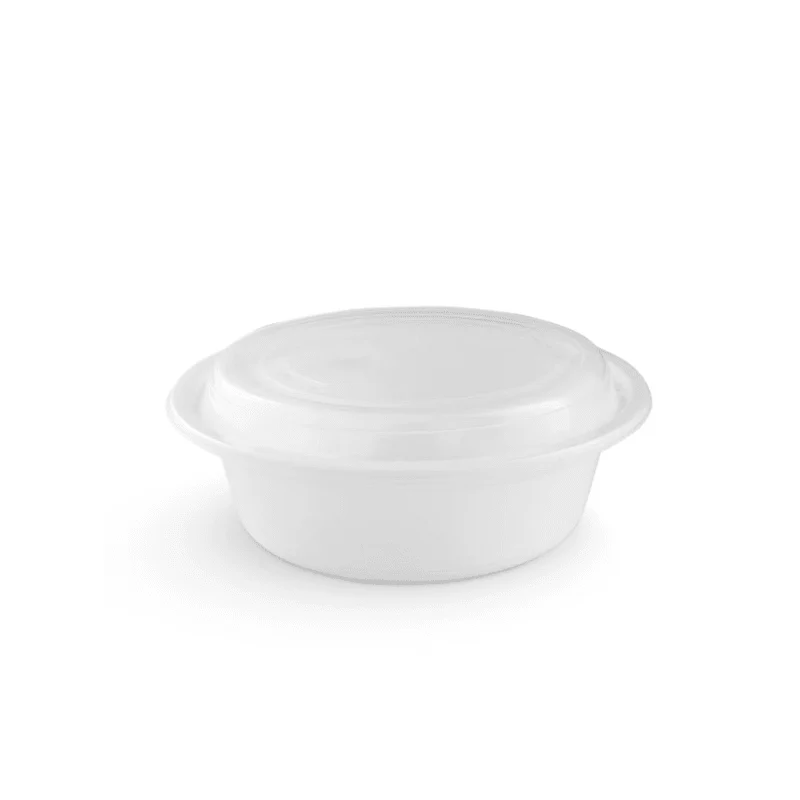 White Microwave Round Container with Lid Food Storage - Image 3