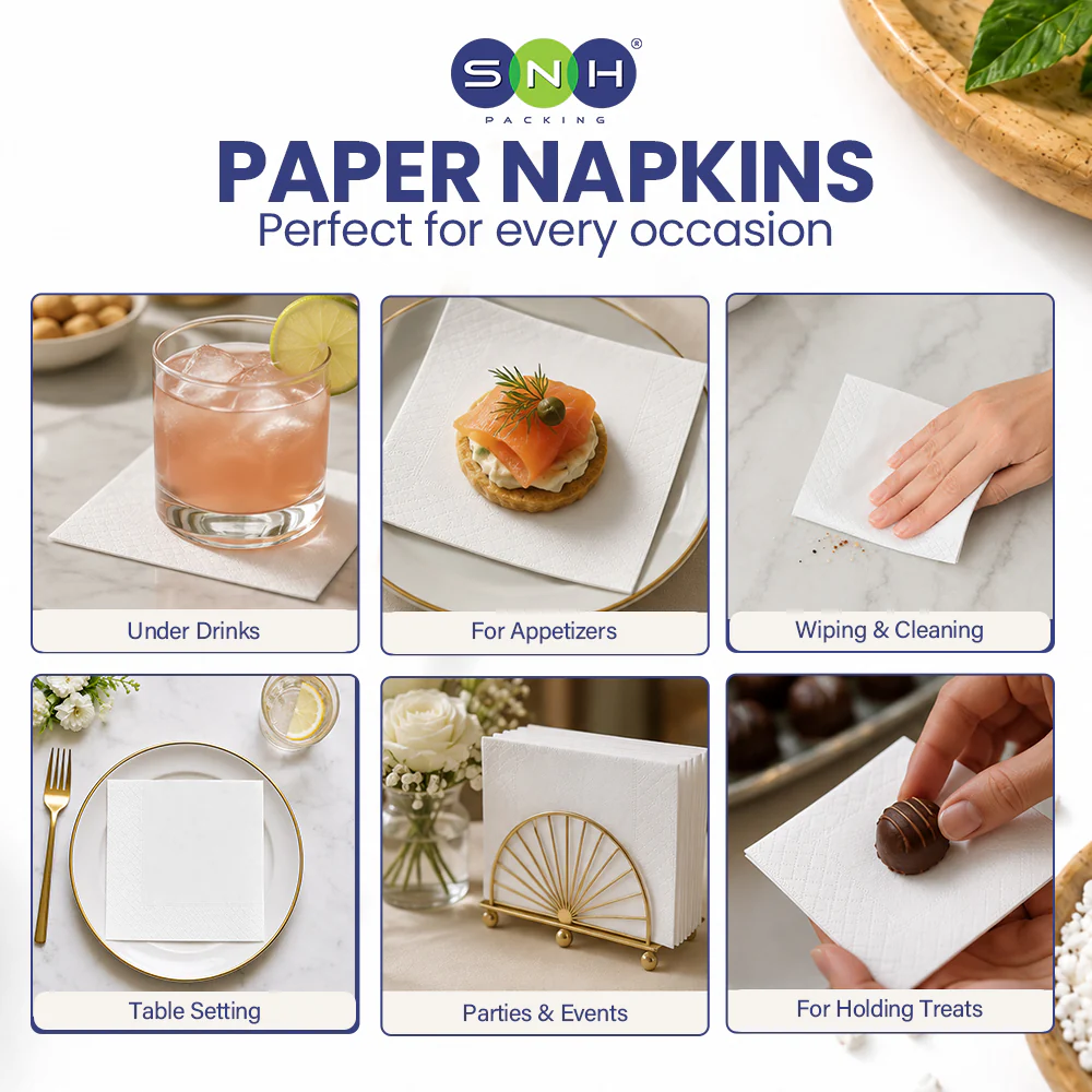 White Paper Napkin 30x30cm 1 Ply – 70 Pieces Pack | Disposable Table Tissue for Restaurants, Cafes & Catering UAE - Image 4