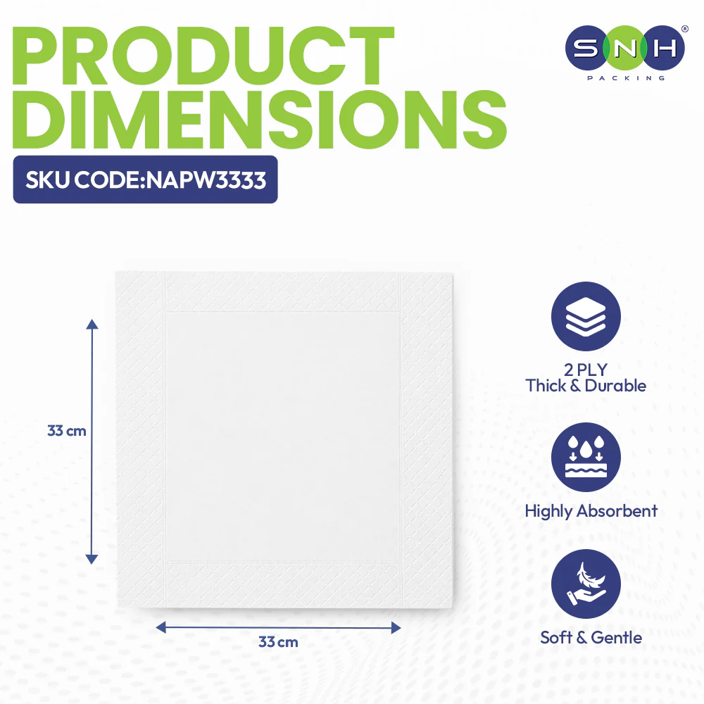 White Paper Napkin - 50 PCS Pack | Disposable Table Tissue for Restaurants, Cafes & Catering UAE - Image 2