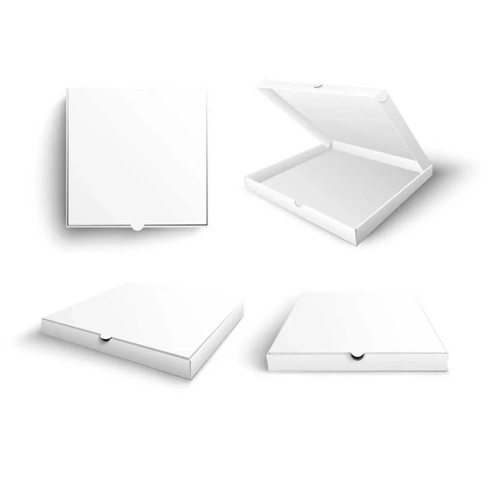 White Pizza Boxes Plain Durable Takeaway Packaging - Image 2