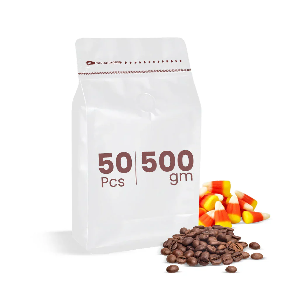 White Reclosable Coffee Pouches Fresh & Airtight - Image 12