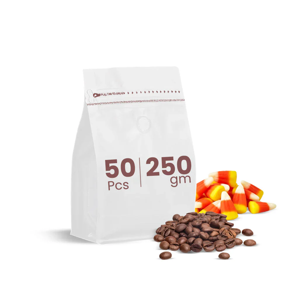 White Reclosable Coffee Pouches Fresh & Airtight - Image 3