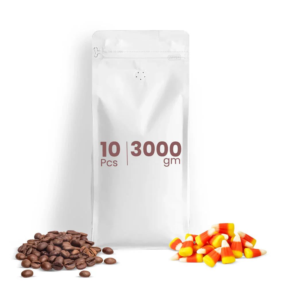 White Reclosable Coffee Pouches Fresh & Airtight - Image 5