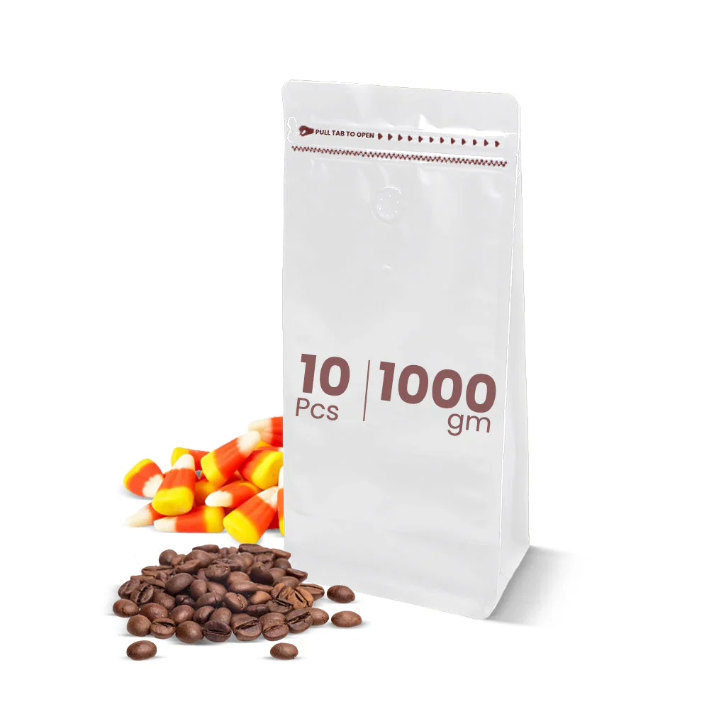 White Reclosable Coffee Pouches Fresh & Airtight - Image 6
