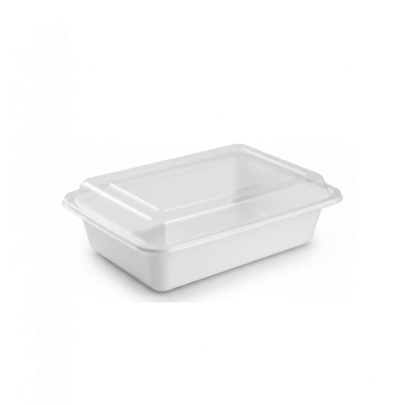 White Rectangular Microwave Container with Lid - Image 2