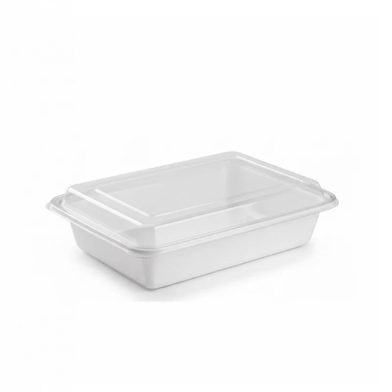 White Rectangular Microwave Container with Lid - Image 3
