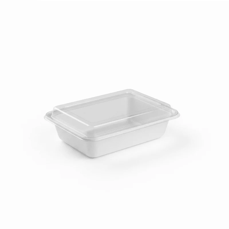 White Rectangular Microwave Container with Lid - Image 4