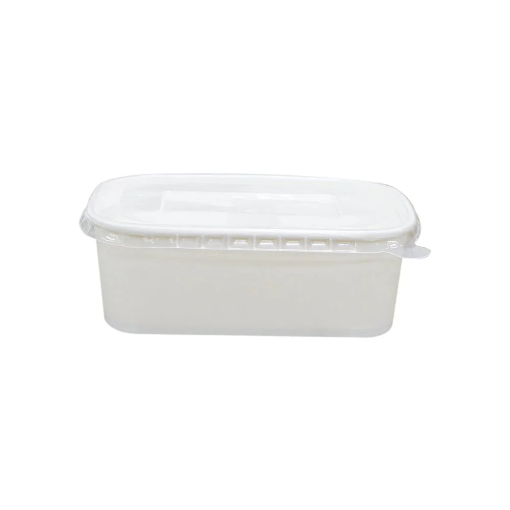 White Rectangular Paper Containers with Lids - Image 2