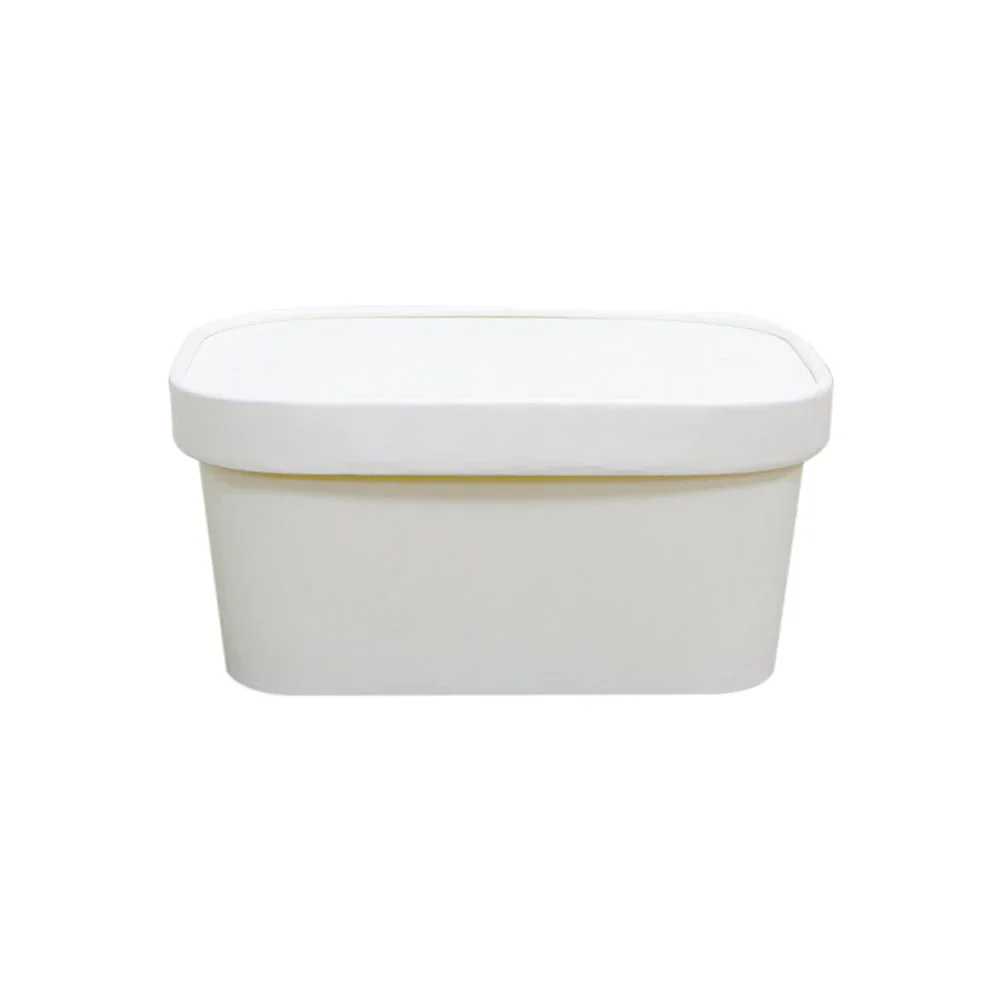 White Rectangular Paper Containers with Lids - Image 6