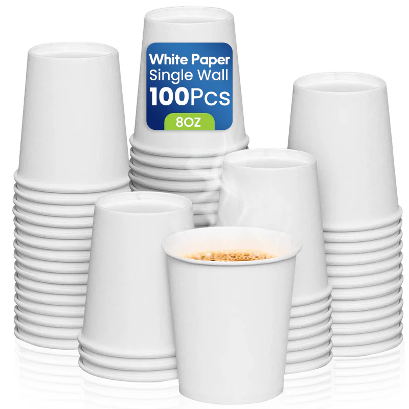 White Single Wall Paper Cup  Disposable Beverage Cup - Image 6