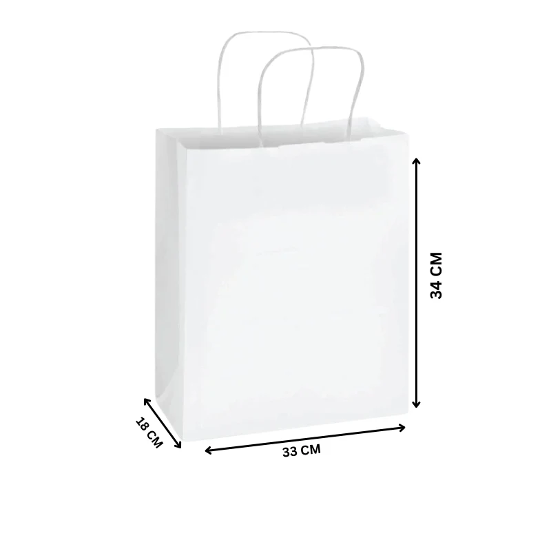 White Twisted Handle Paper Bag Shopping & Takeaway