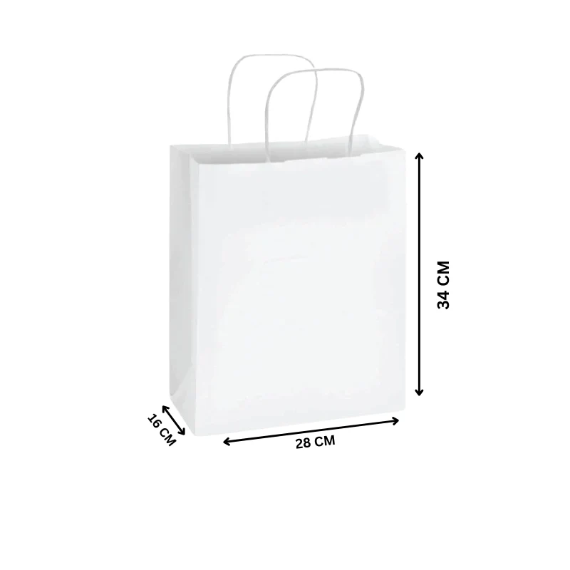 White Twisted Handle Paper Bag Shopping & Takeaway - Image 2