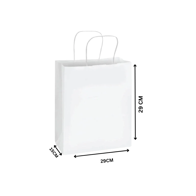 White Twisted Handle Paper Bag Shopping & Takeaway - Image 3