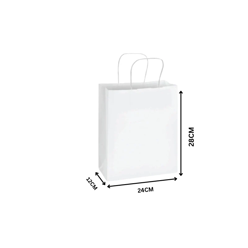 White Twisted Handle Paper Bag Shopping & Takeaway - Image 4