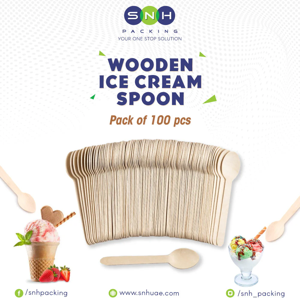 Wooden Ice Cream Spoon  11cm Unwrapped | 100 PCS PKT - Image 3