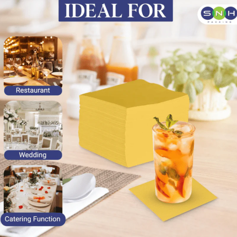 Yellow Cocktail Paper Napkins  2Ply | 50 PCS PKT - Image 4