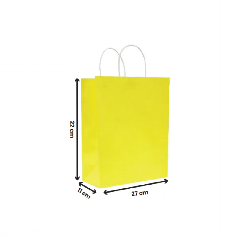 Yellow Paper Bags with Twisted Handle | Kraft Shopping Bags - Image 2