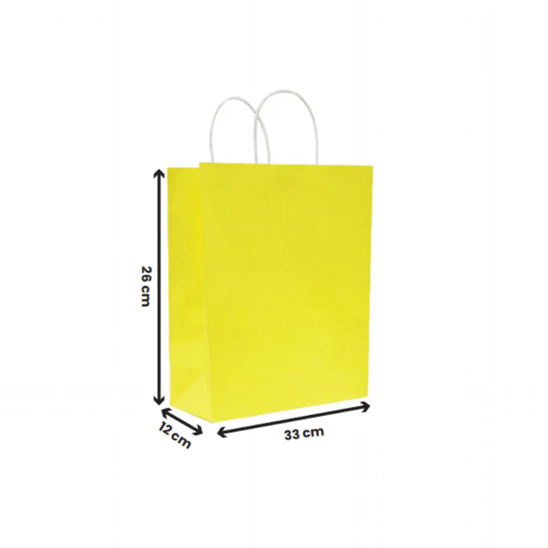 Yellow Paper Bags with Twisted Handle | Kraft Shopping Bags - Image 3