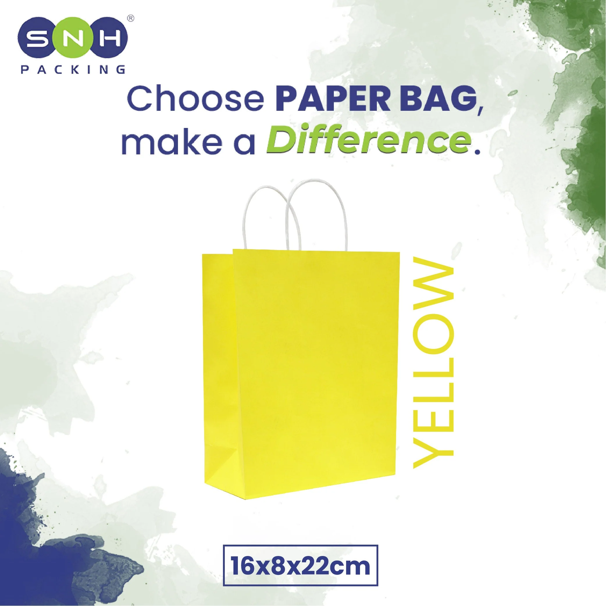 Yellow Paper Bags with Twisted Handle | Kraft Shopping Bags - Image 4