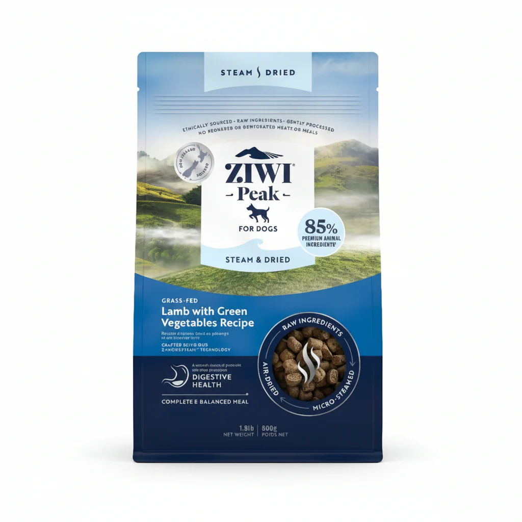 ZIWI Peak Steam & Dried Grass-Fed Lamb with Green Vegetables Recipe Dry Dog Food 800G